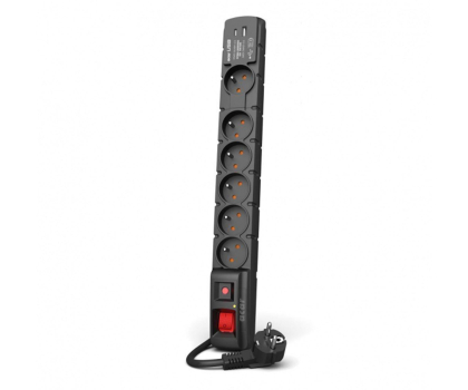 Listwa zasilająca HSK DATA ACAR S6 czarny 1,5M USB A+C